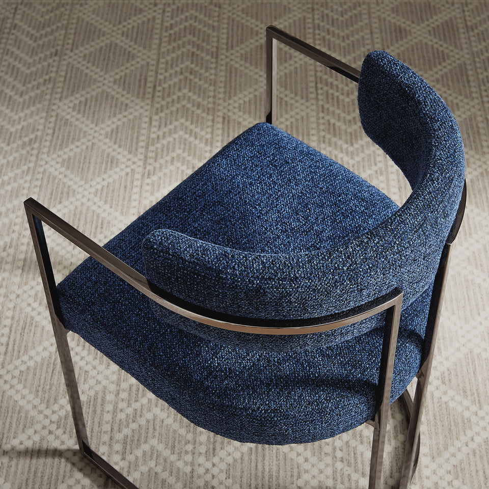 Huron Curved Back Fabric and Metal Dining Accent Chair by Modway
