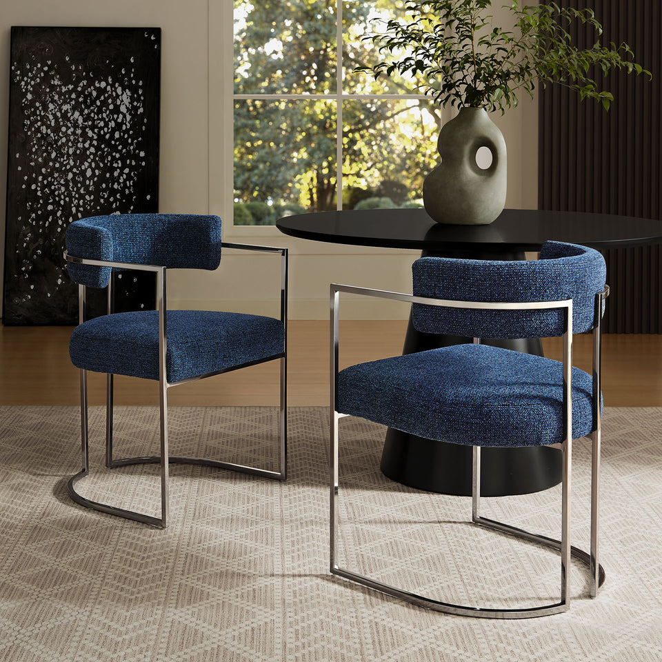 Huron Curved Back Fabric and Metal Dining Accent Chair by Modway