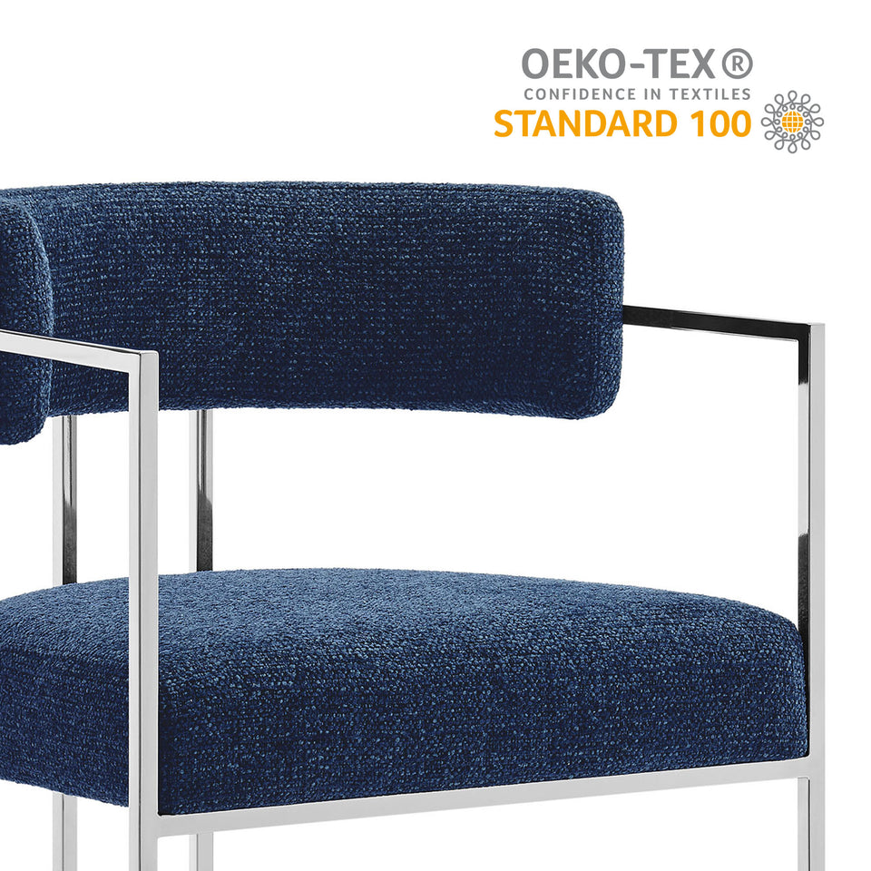 Huron Curved Back Fabric and Metal Dining Accent Chair by Modway