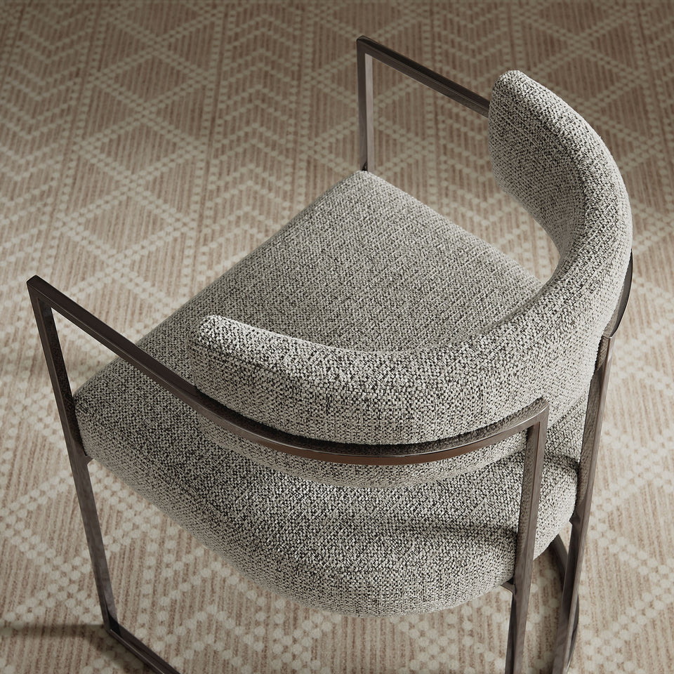 Huron Curved Back Fabric and Metal Dining Accent Chair by Modway