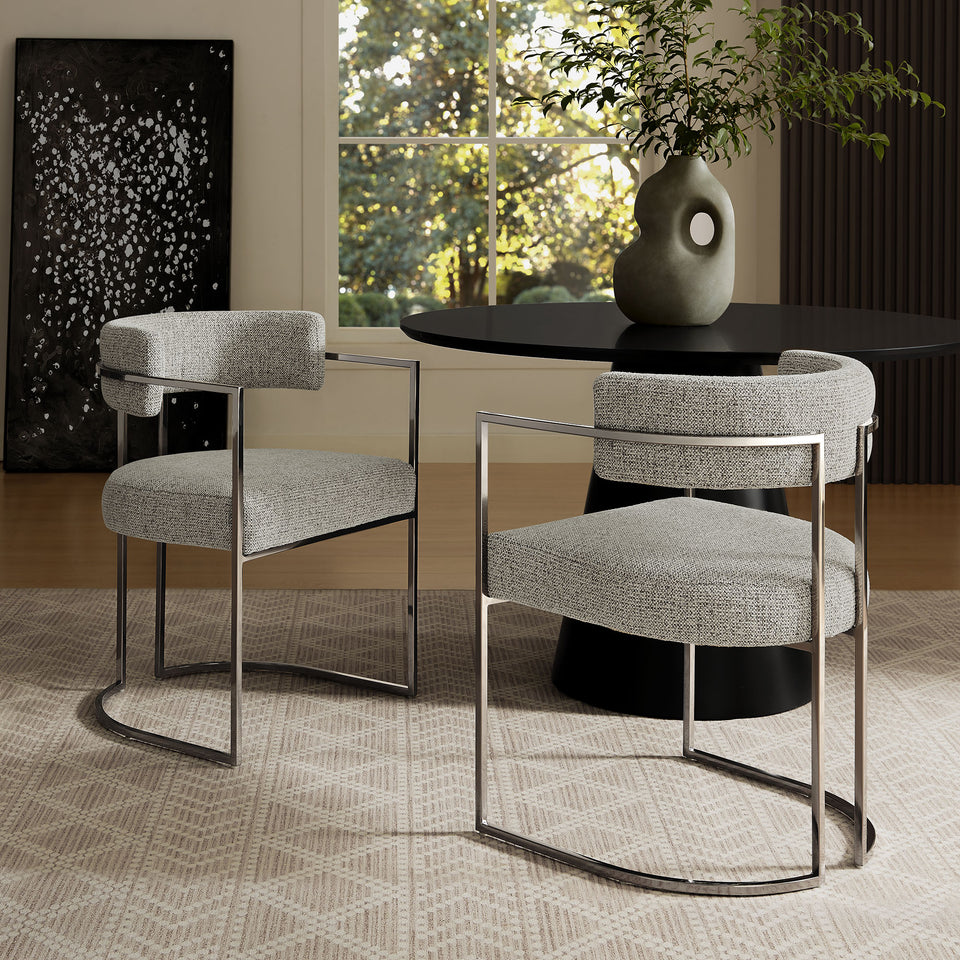 Huron Curved Back Fabric and Metal Dining Accent Chair by Modway