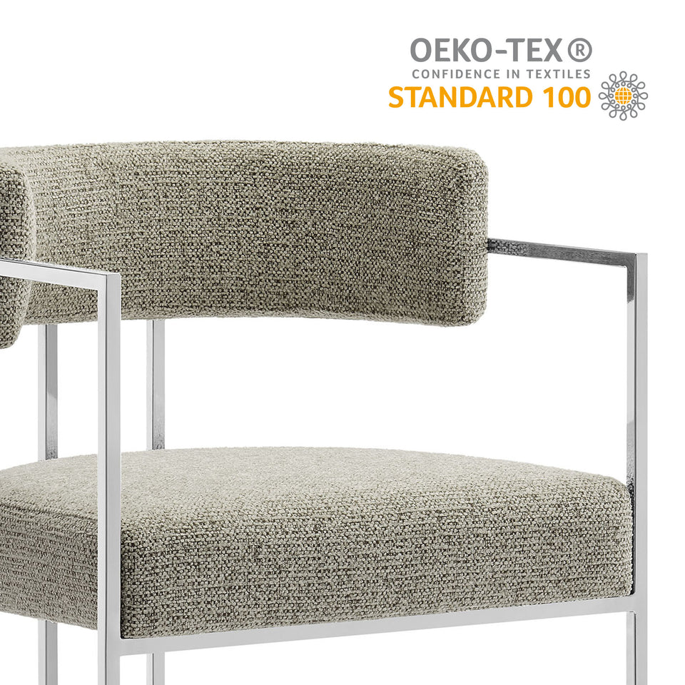Huron Curved Back Fabric and Metal Dining Accent Chair by Modway