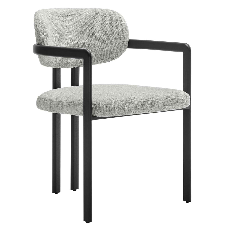 Elio Barrel Fabric and Metal Dining Chair