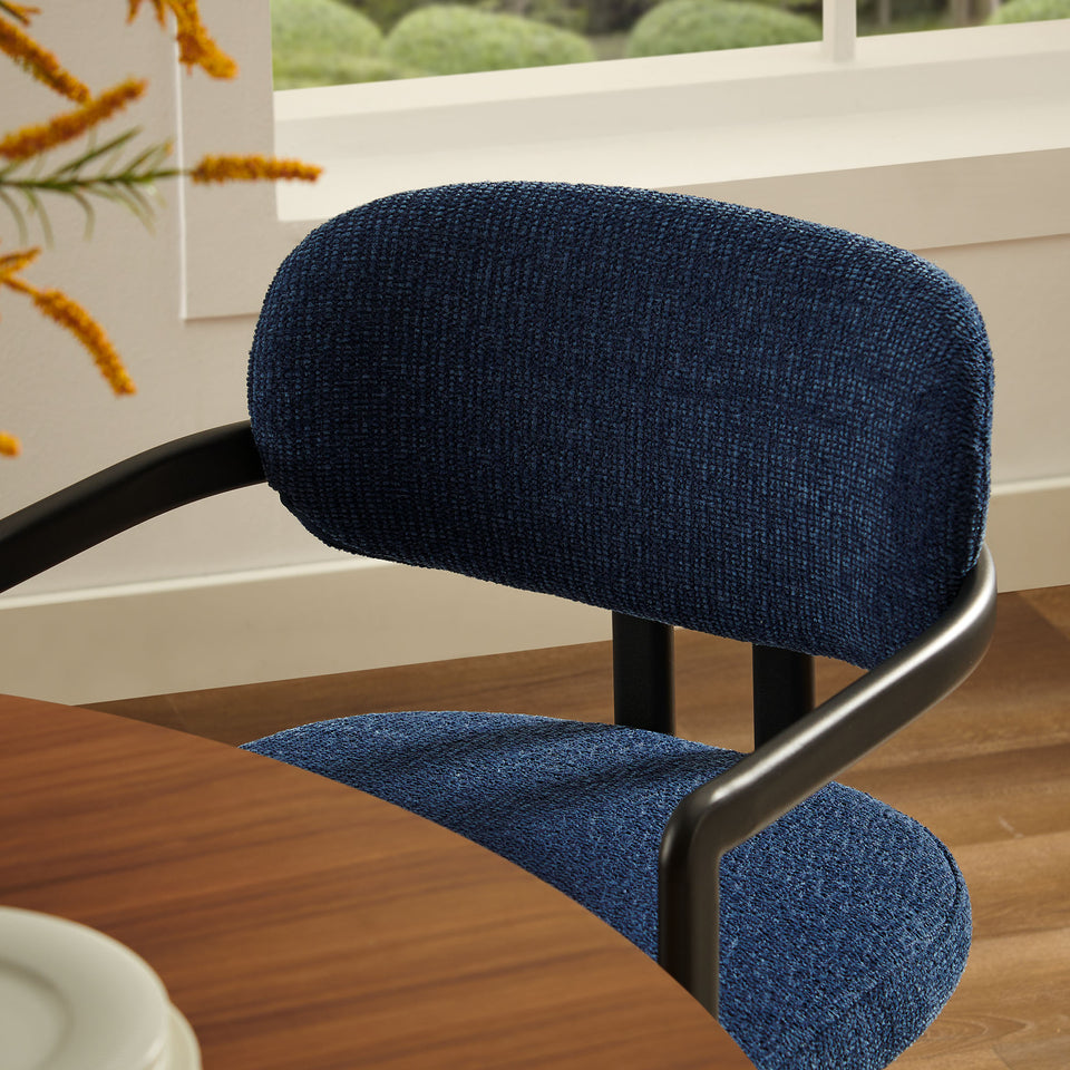 Elio Barrel Fabric and Metal Dining Chair by Modway