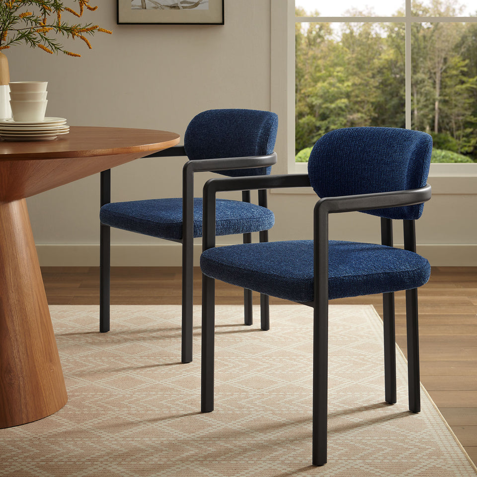 Elio Barrel Fabric and Metal Dining Chair by Modway