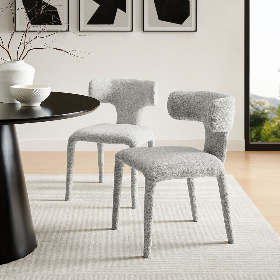 Stellan Curved Back Boucle Upholstered Dining Chair Set of 2 by Modway