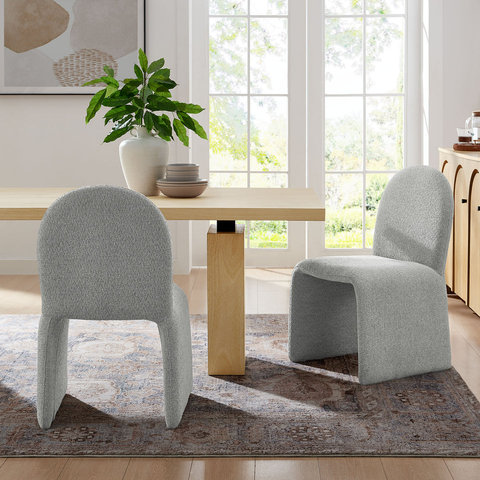 Junia Boucle Upholstered Arch Armless Dining Chair by Modway