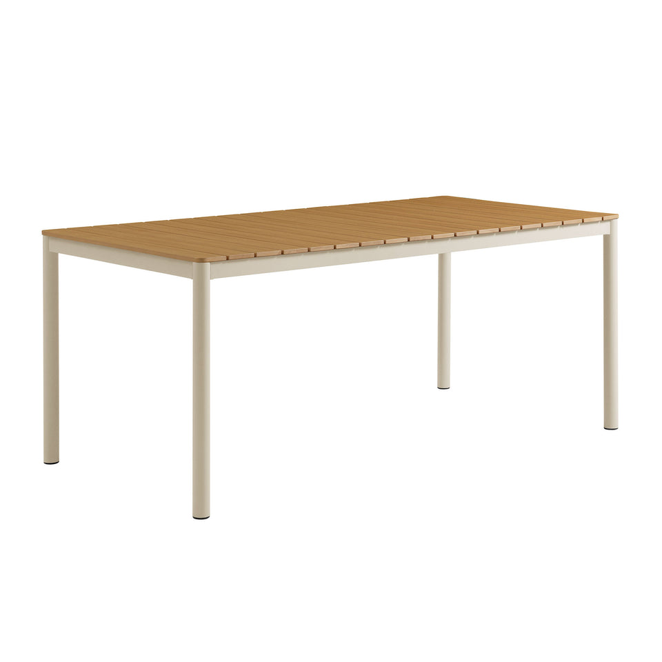 Finn 71" Outdoor Patio Aluminum Dining Table with Faux Wood Top by Modway