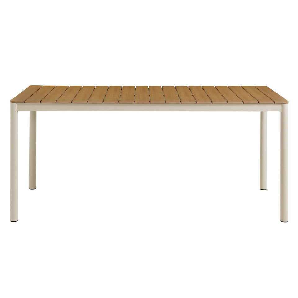 Finn 71" Outdoor Patio Aluminum Dining Table with Faux Wood Top by Modway