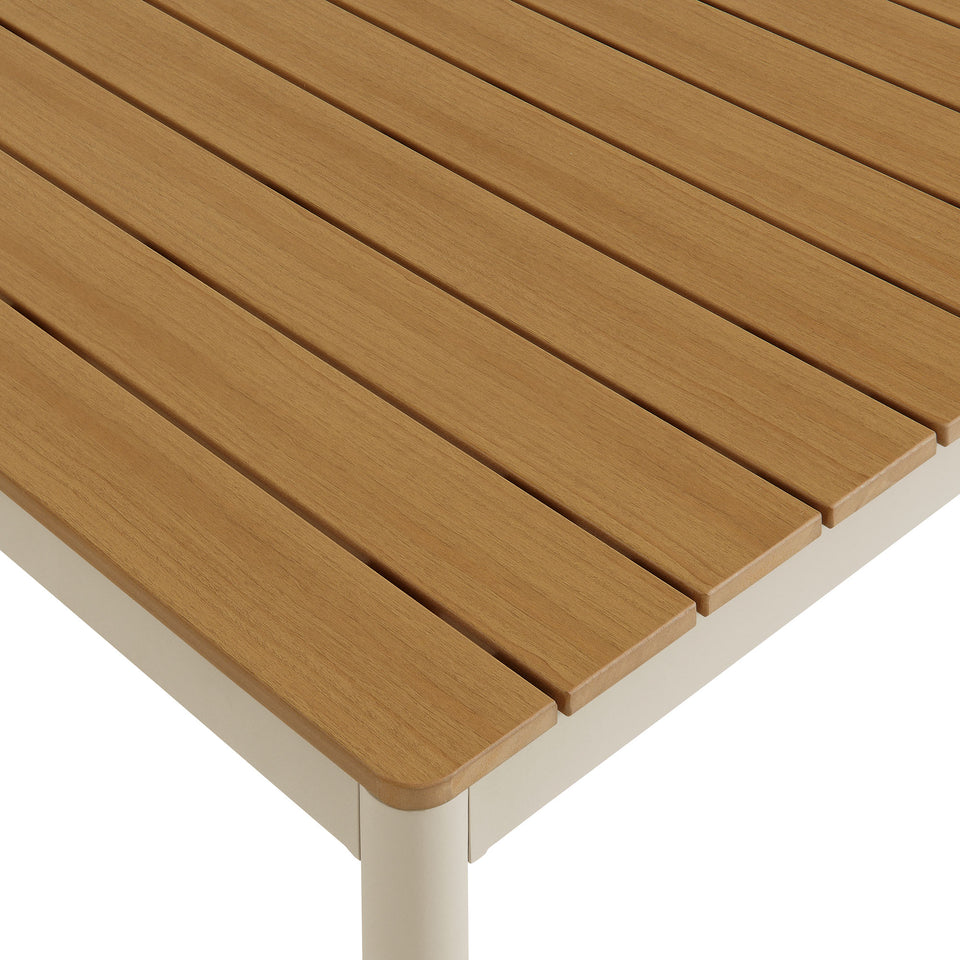 Finn 71" Outdoor Patio Aluminum Dining Table with Faux Wood Top by Modway