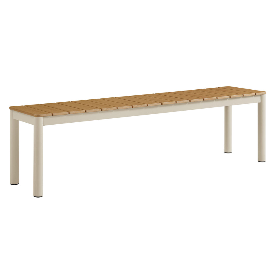 Finn Outdoor Patio Aluminum Bench with Faux Wood Top Set of 2 by Modway