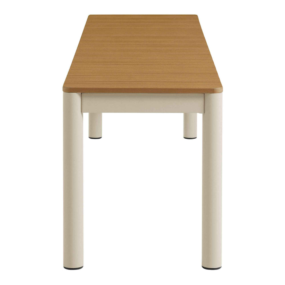 Finn Outdoor Patio Aluminum Bench with Faux Wood Top Set of 2 by Modway