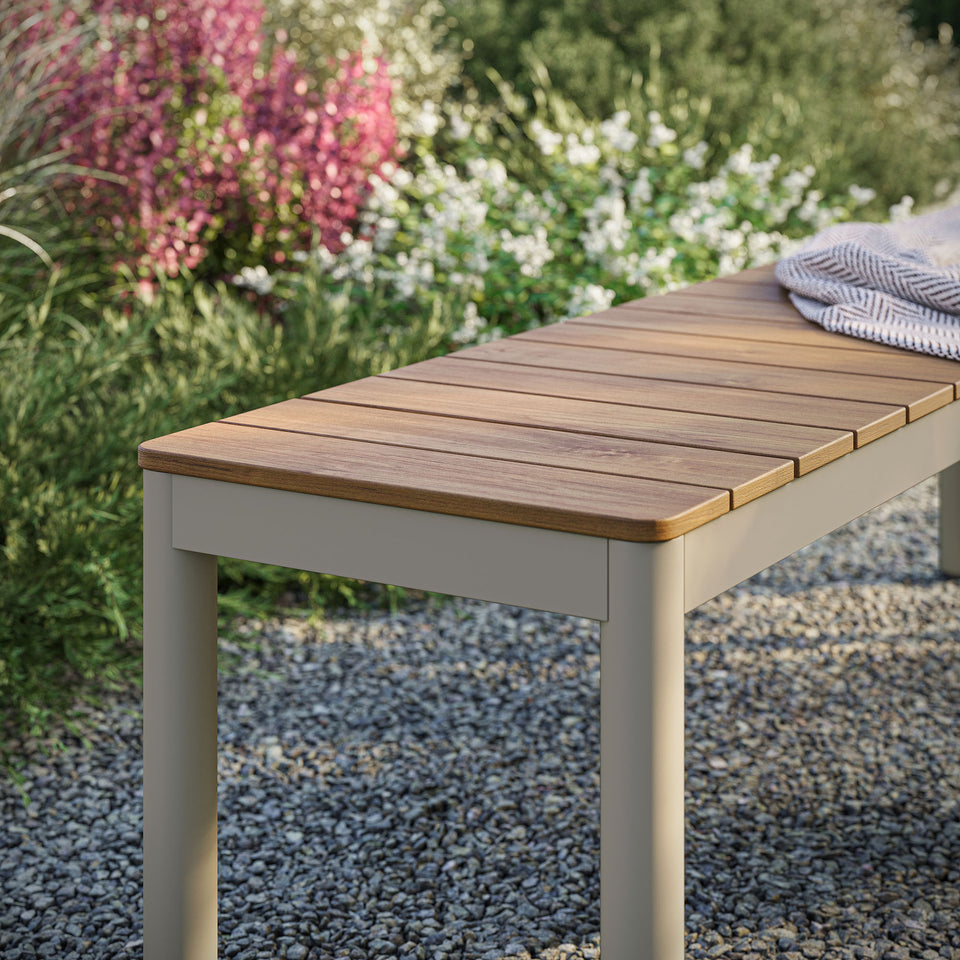 Finn Outdoor Patio Aluminum Bench with Faux Wood Top Set of 2 by Modway
