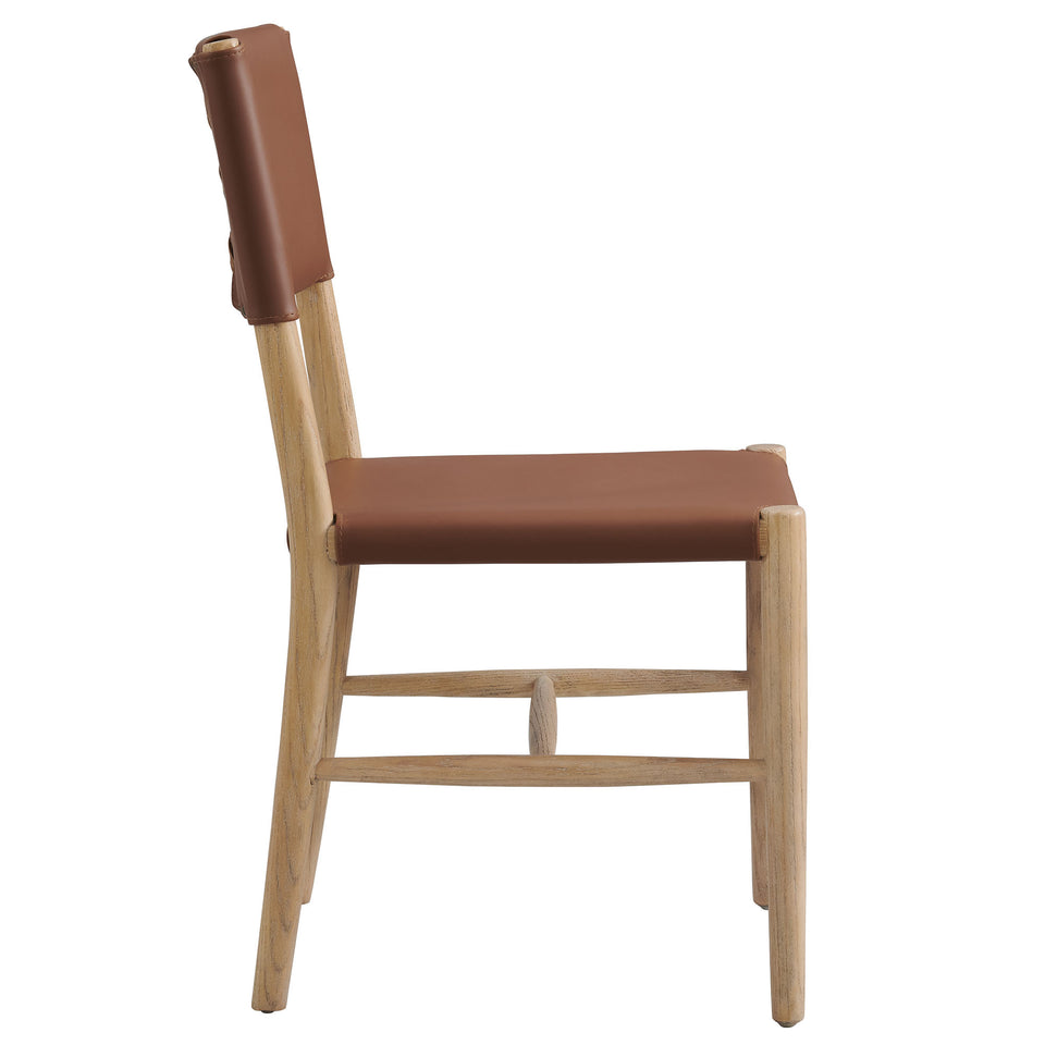 Dover Wood Vegan Leather Dining Side Chairs Set of 2 by Modway