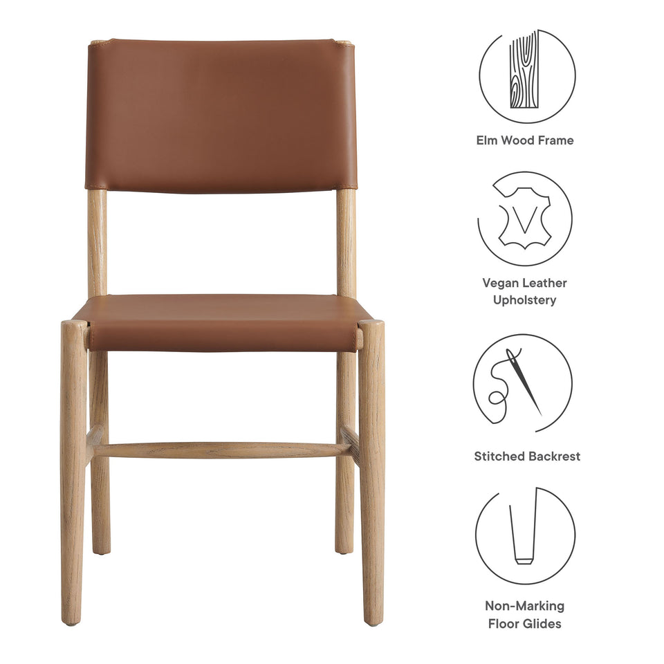 Dover Wood Vegan Leather Dining Side Chairs Set of 2 by Modway