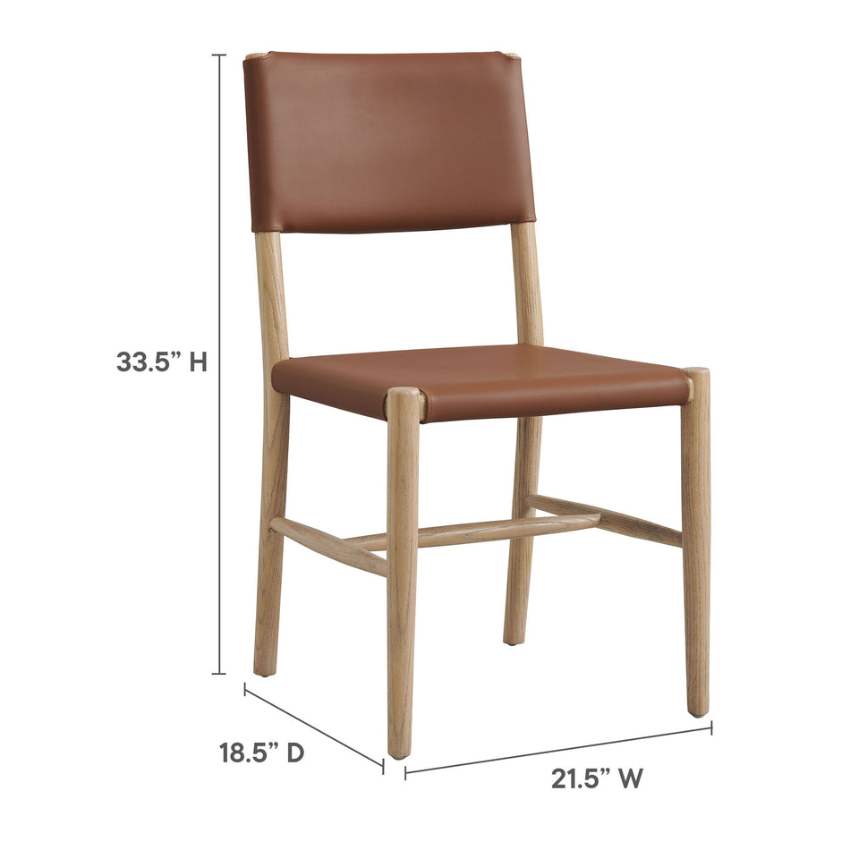 Dover Wood Vegan Leather Dining Side Chairs Set of 2 by Modway