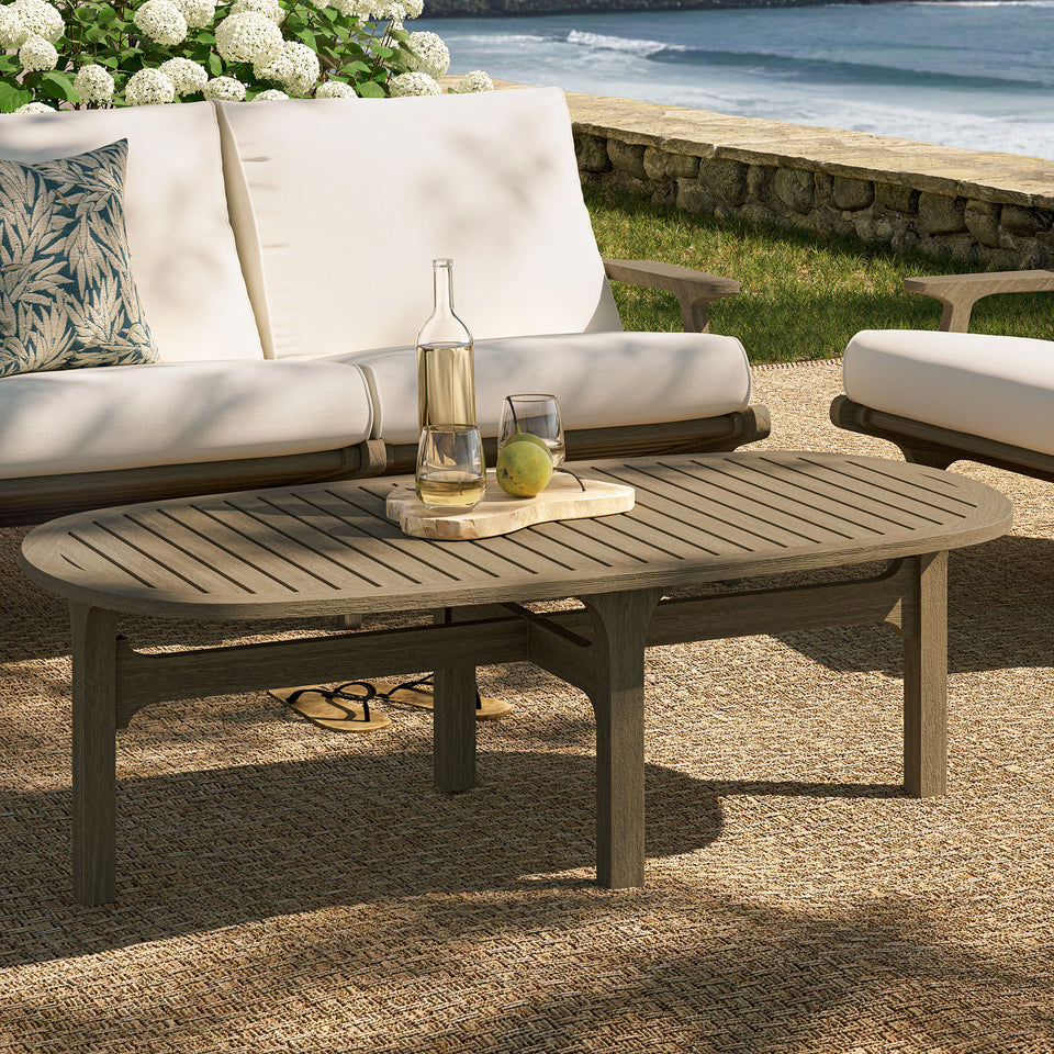 Saratoga Oval Outdoor Patio Teak Wood Coffee Table by Modway