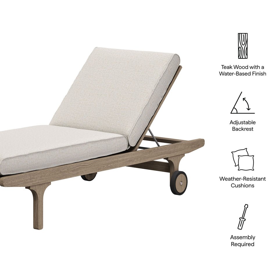 Saratoga Outdoor Patio Teak Chaise Lounge Chair by Modway
