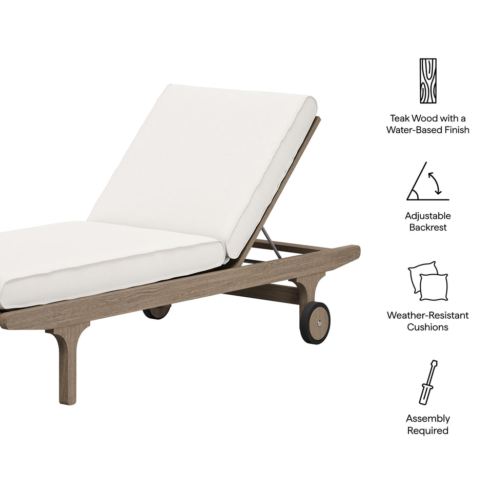 Saratoga Outdoor Patio Teak Chaise Lounge Chair by Modway