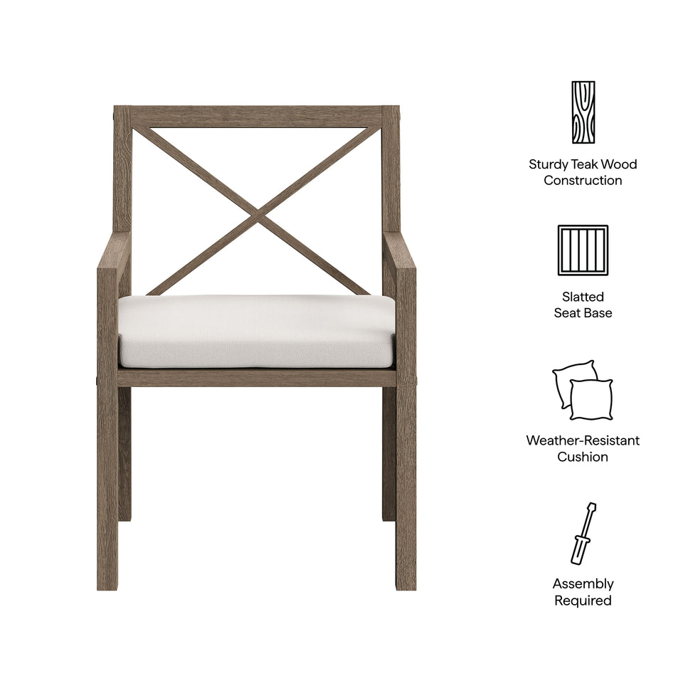 Northlake Outdoor Patio Teak Dining Armchair by Modway