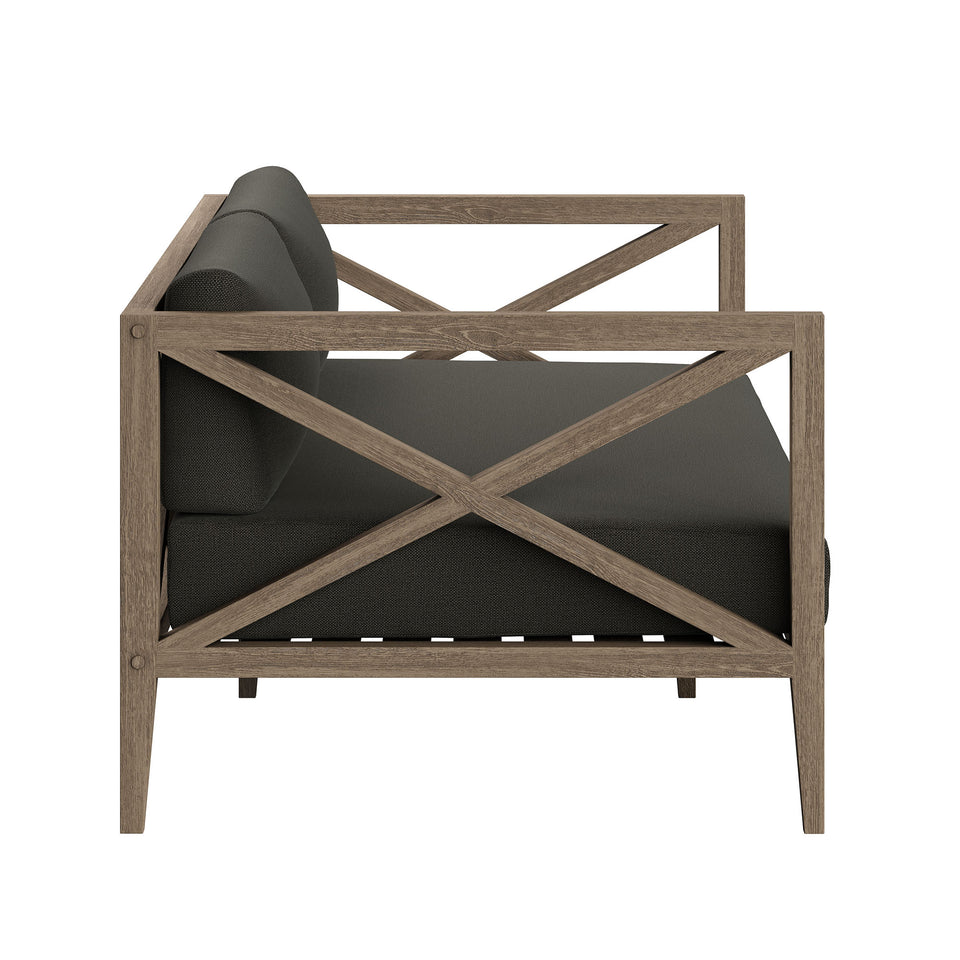 Northlake Outdoor Patio Teak Wood Loveseat and Ottoman Set by Modway
