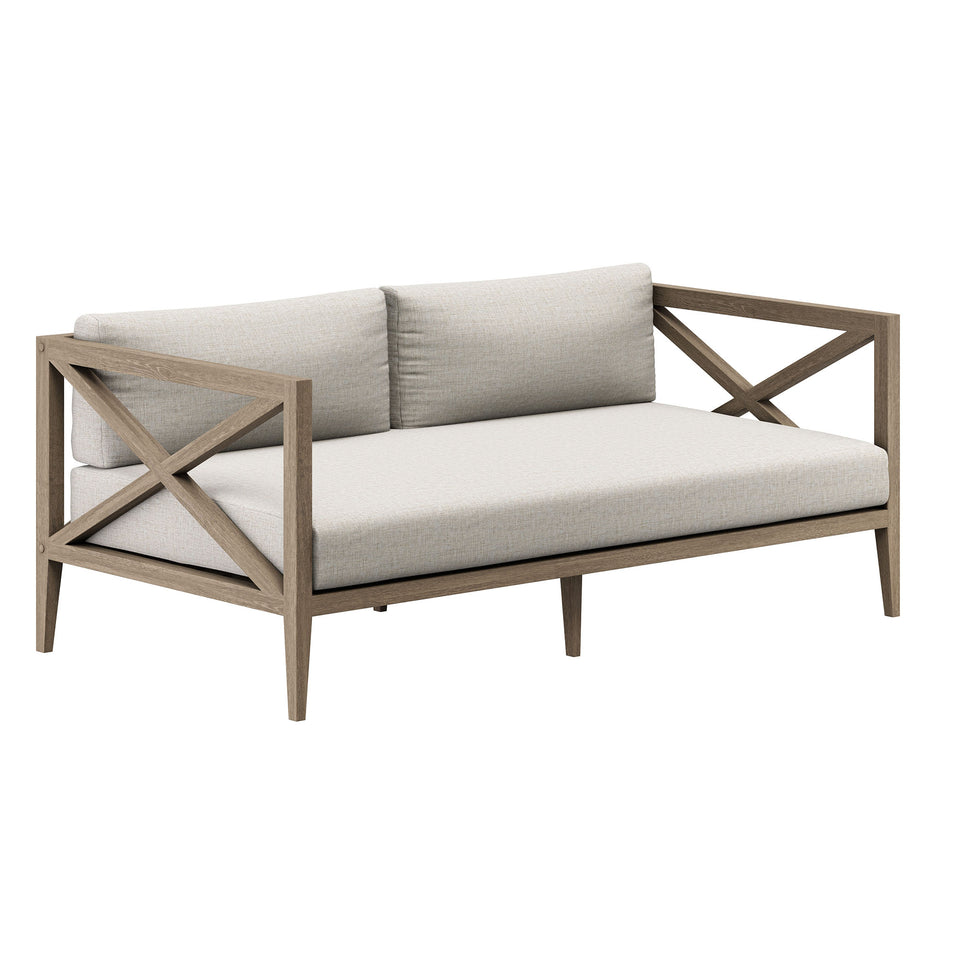 Northlake Outdoor Patio Teak Wood Loveseat and Ottoman Set by Modway