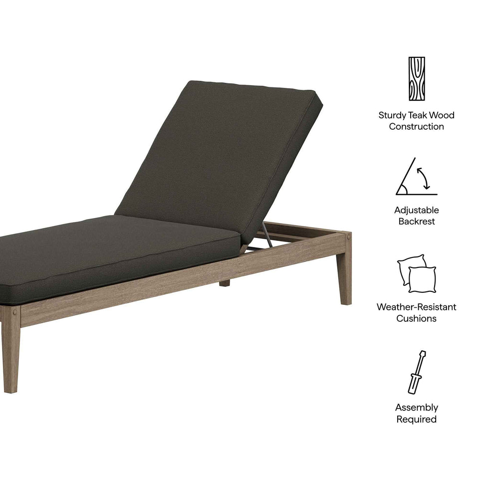 Northlake Outdoor Patio Teak Chaise Lounge by Modway