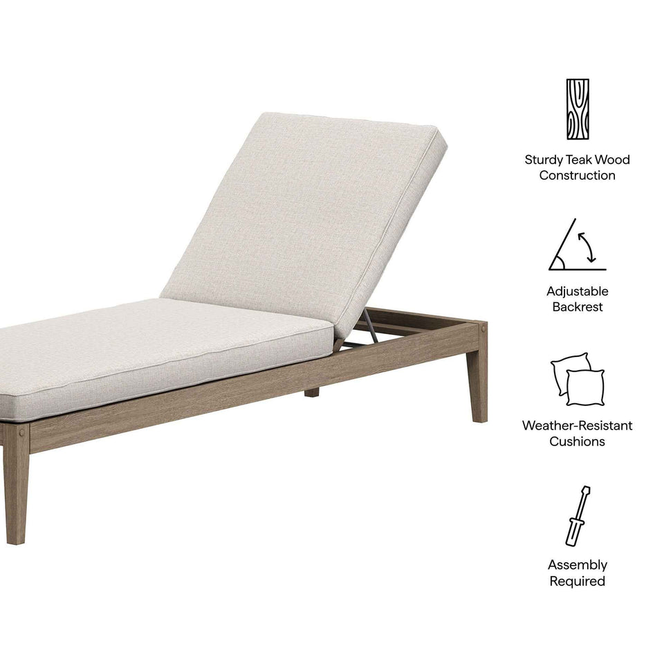 Northlake Outdoor Patio Teak Chaise Lounge by Modway