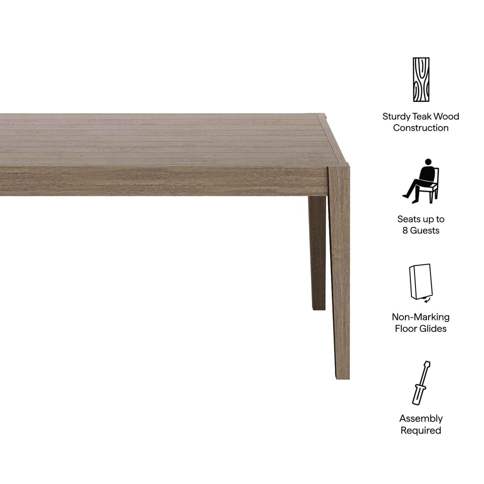 Northlake 83" Rectangular Outdoor Patio Teak Dining Table by Modway