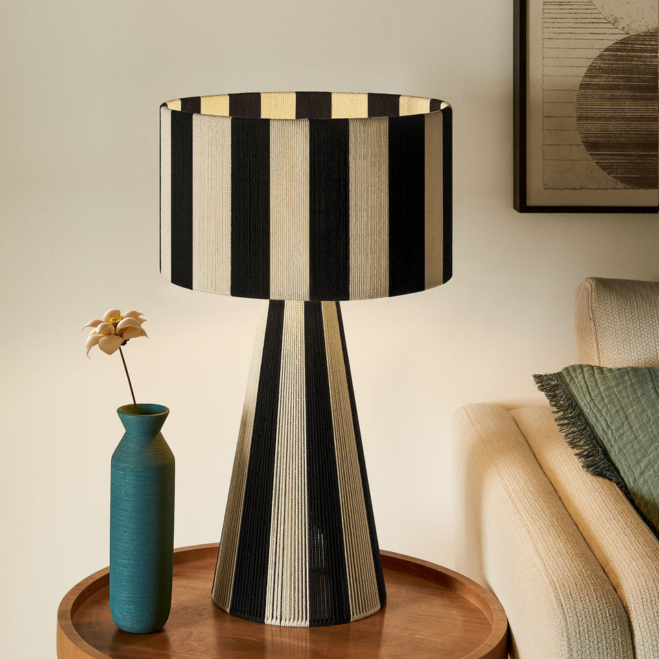 Renae Handwoven Cotton Thread Striped Table Lamp by Modway