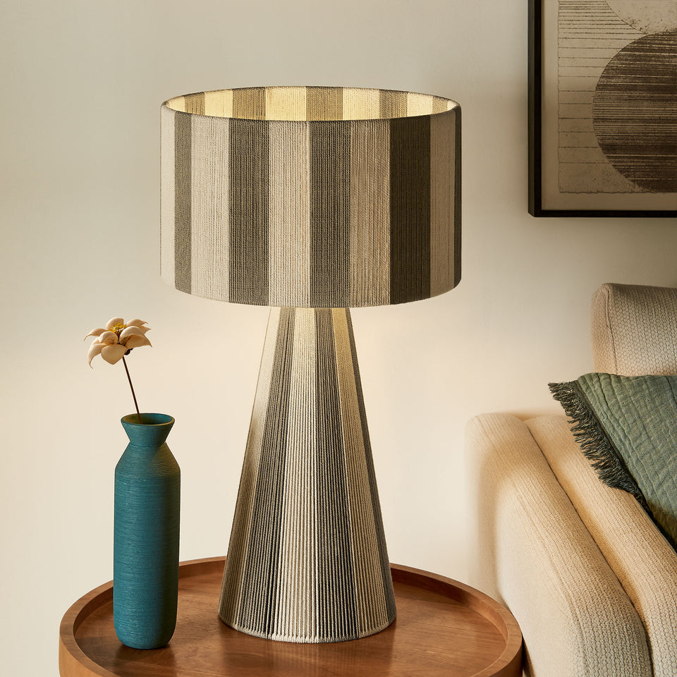 Renae Handwoven Cotton Thread Striped Table Lamp by Modway