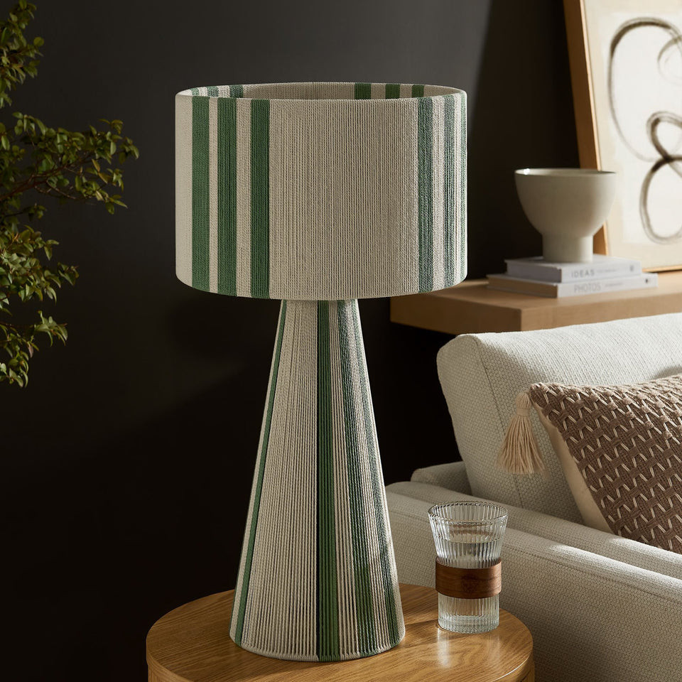 Gia Handwoven Cotton Thread Striped or Plain Table Lamp by Modway