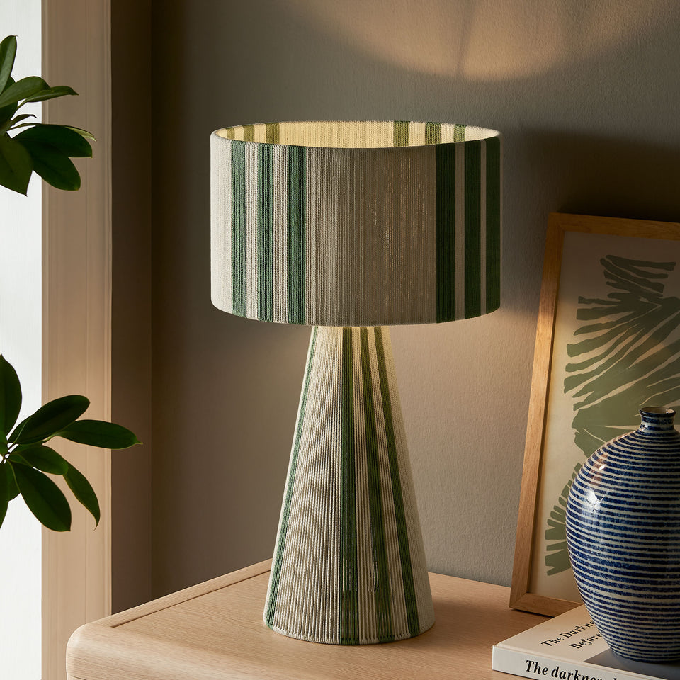 Gia Handwoven Cotton Thread Striped or Plain Table Lamp by Modway