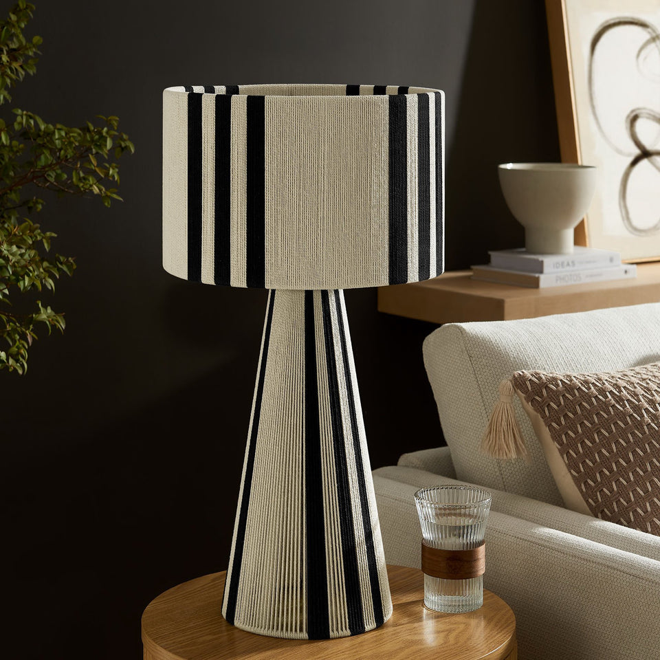 Gia Handwoven Cotton Thread Striped or Plain Table Lamp by Modway