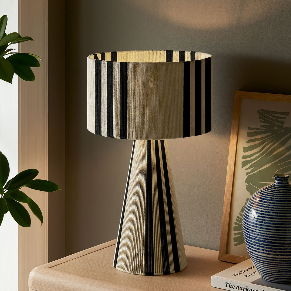 Gia Handwoven Cotton Thread Striped or Plain Table Lamp by Modway