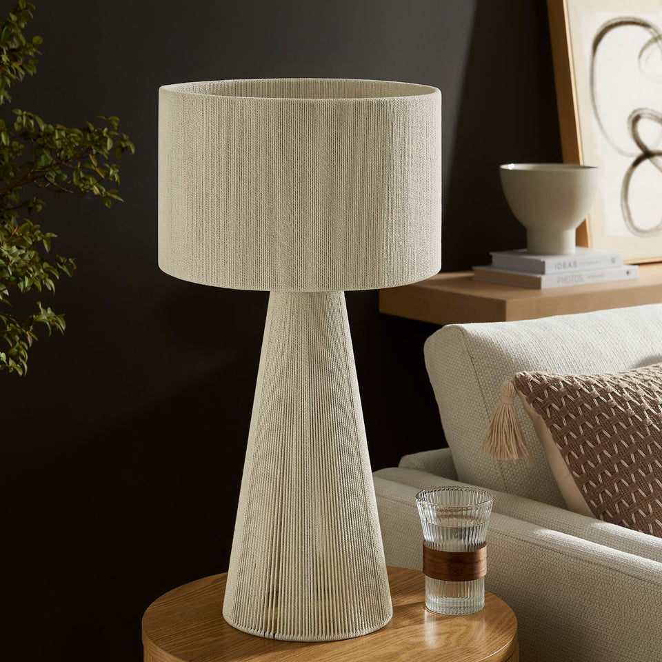 Gia Handwoven Cotton Thread Striped or Plain Table Lamp by Modway