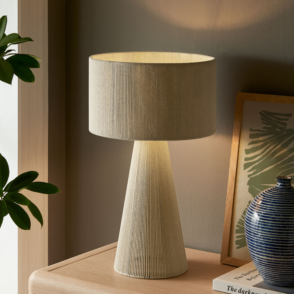 Gia Handwoven Cotton Thread Striped or Plain Table Lamp by Modway