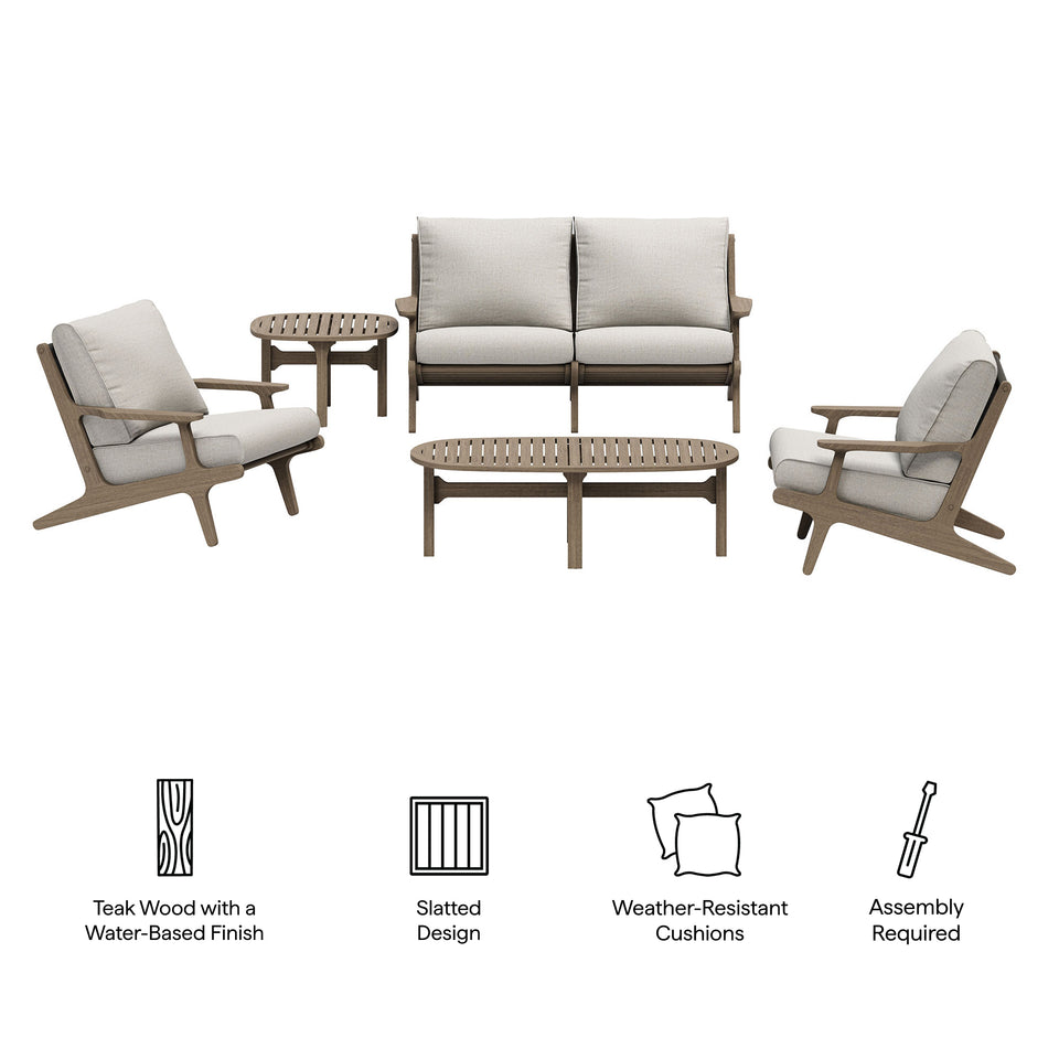 Saratoga 5-Piece Outdoor Patio Teak Wood Furniture Set by Modway