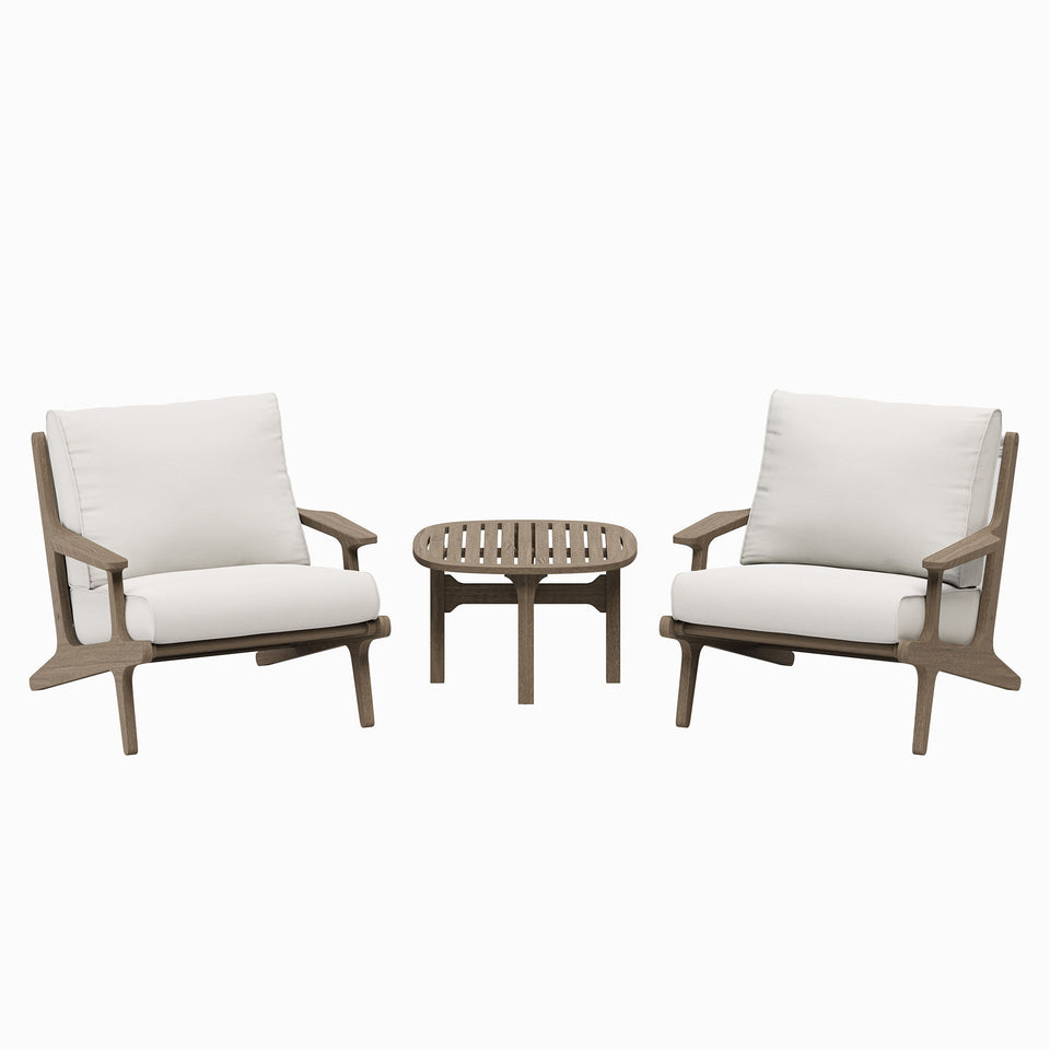 Saratoga 3-Piece Outdoor Patio Teak Wood Furniture Set with Lounge Chairs and Side Table by Modway
