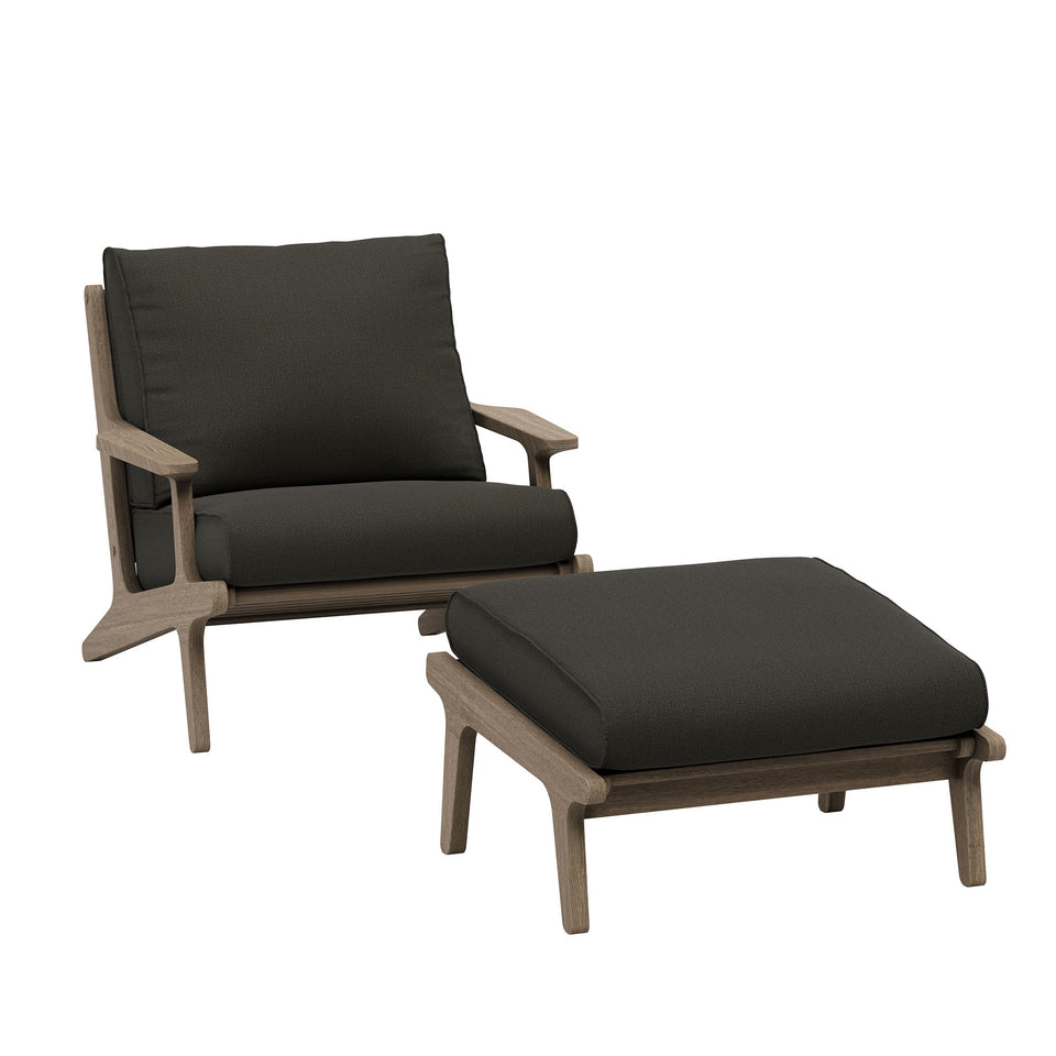 Saratoga Outdoor Patio Teak Wood Chair and Ottoman Set by Modway