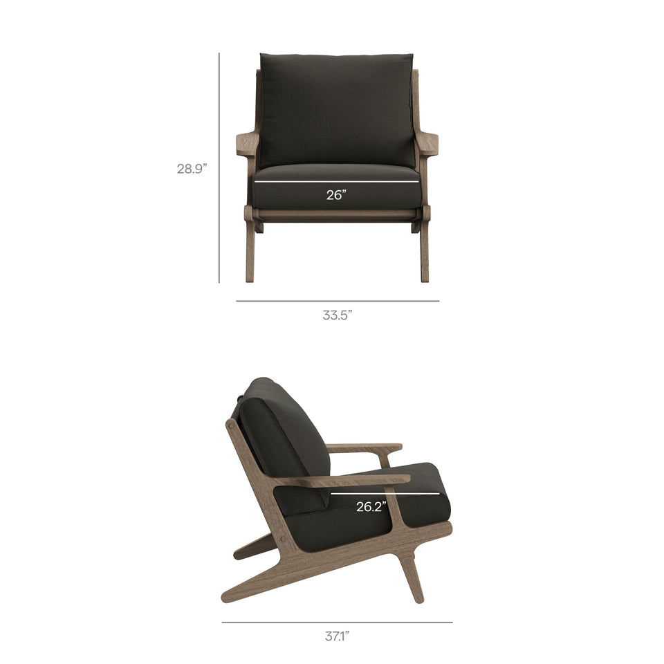 Saratoga Outdoor Patio Teak Wood Chair and Ottoman Set by Modway