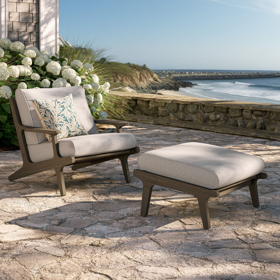 Saratoga Outdoor Patio Teak Wood Chair and Ottoman Set by Modway