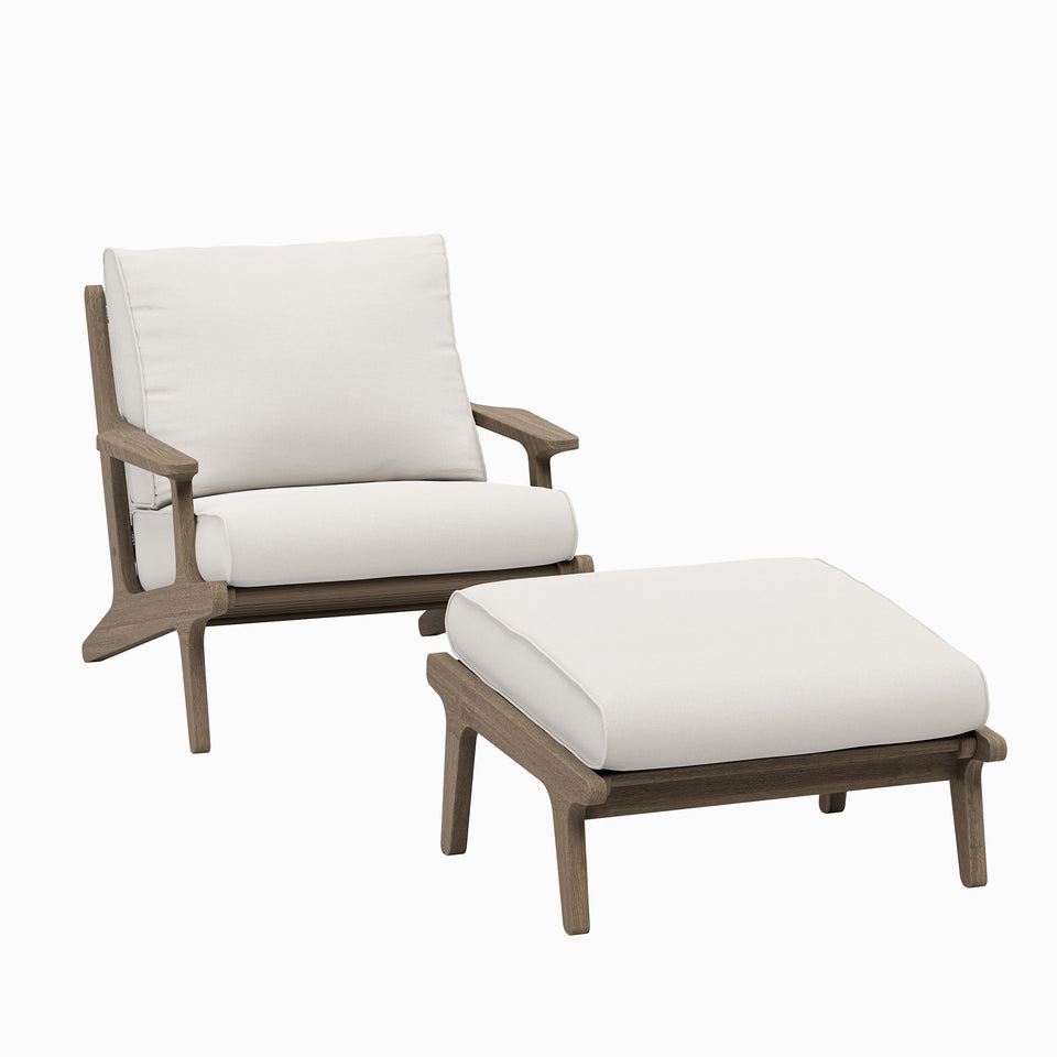 Saratoga Outdoor Patio Teak Wood Chair and Ottoman Set by Modway