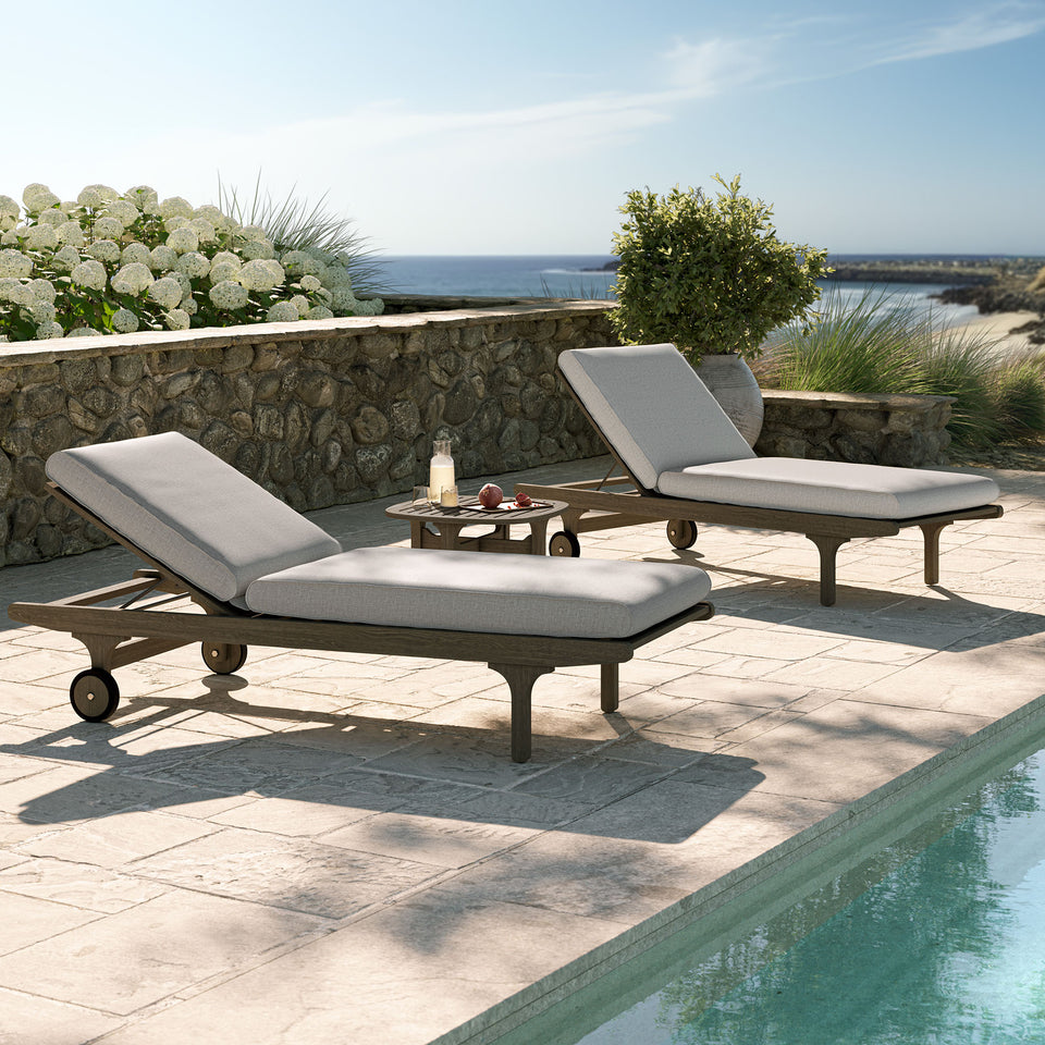 Saratoga Outdoor Patio Teak Wood 3-Piece Chaise Lounge Furniture Set by Modway