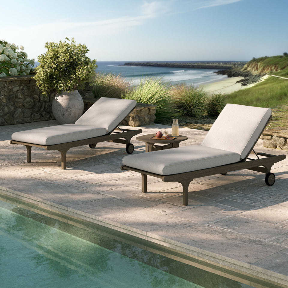 Saratoga Outdoor Patio Teak Wood 3-Piece Chaise Lounge Furniture Set by Modway