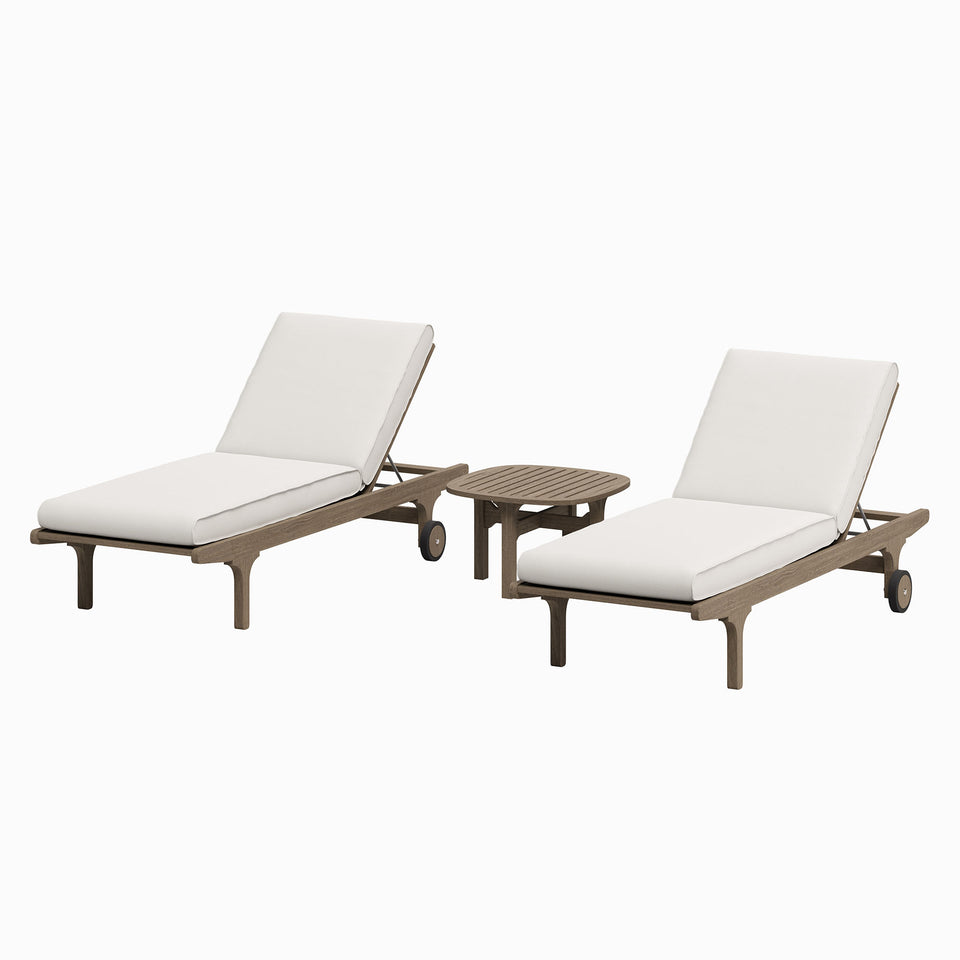 Saratoga Outdoor Patio Teak Wood 3-Piece Chaise Lounge Furniture Set by Modway