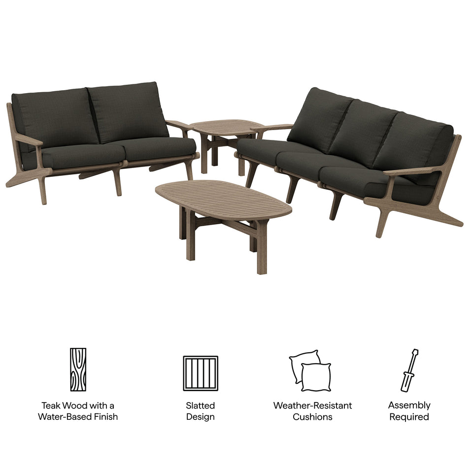 Saratoga 4-Piece Outdoor Patio Teak Wood Furniture Set by Modway
