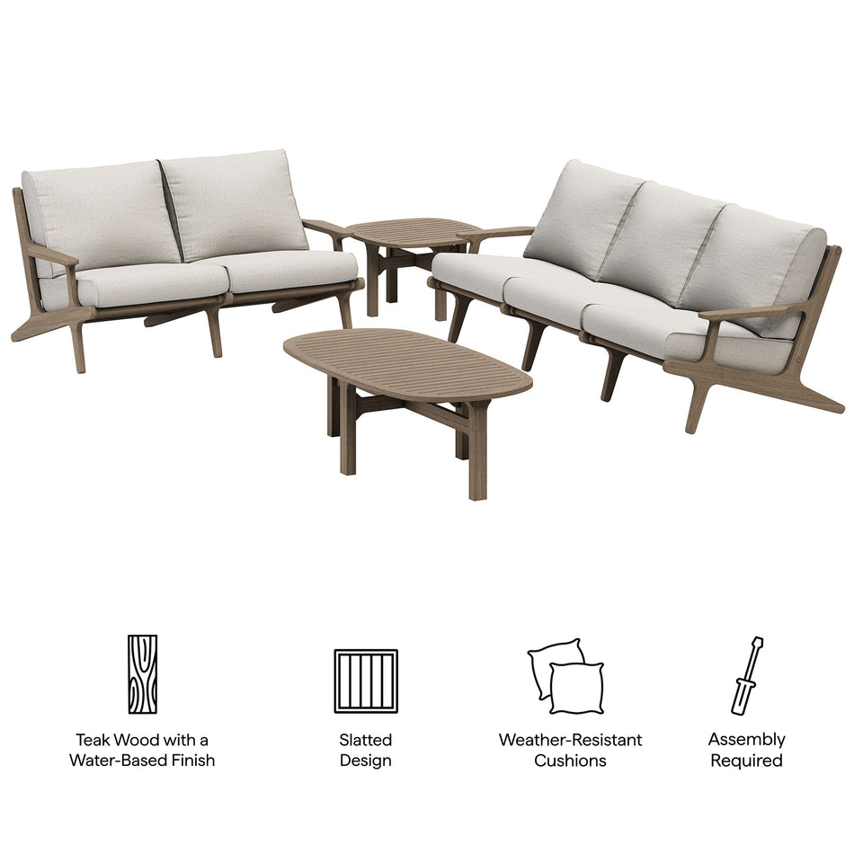 Saratoga 4-Piece Outdoor Patio Teak Wood Furniture Set by Modway