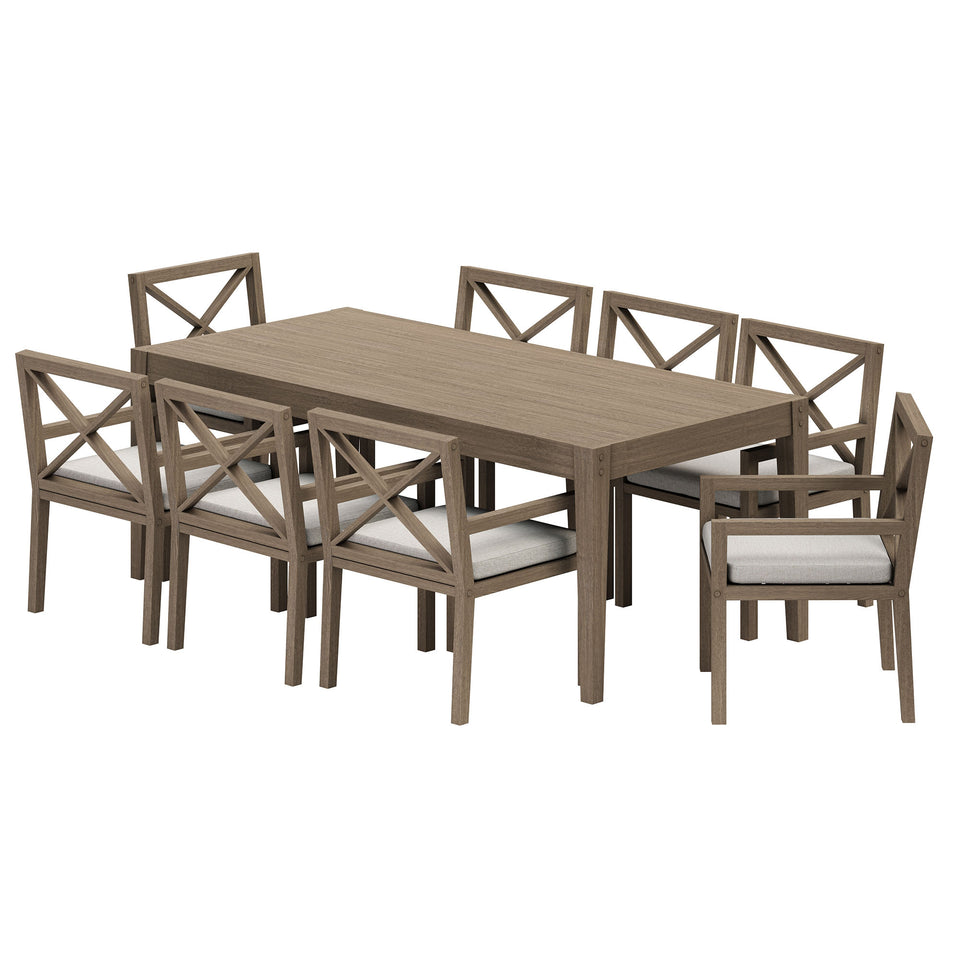 Northlake 9-Piece Outdoor Patio Teak Wood Dining Set by Modway