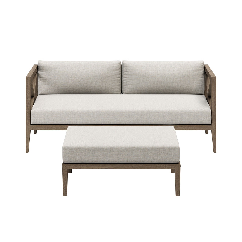 Northlake Outdoor Patio Teak Wood Loveseat and Ottoman Set by Modway
